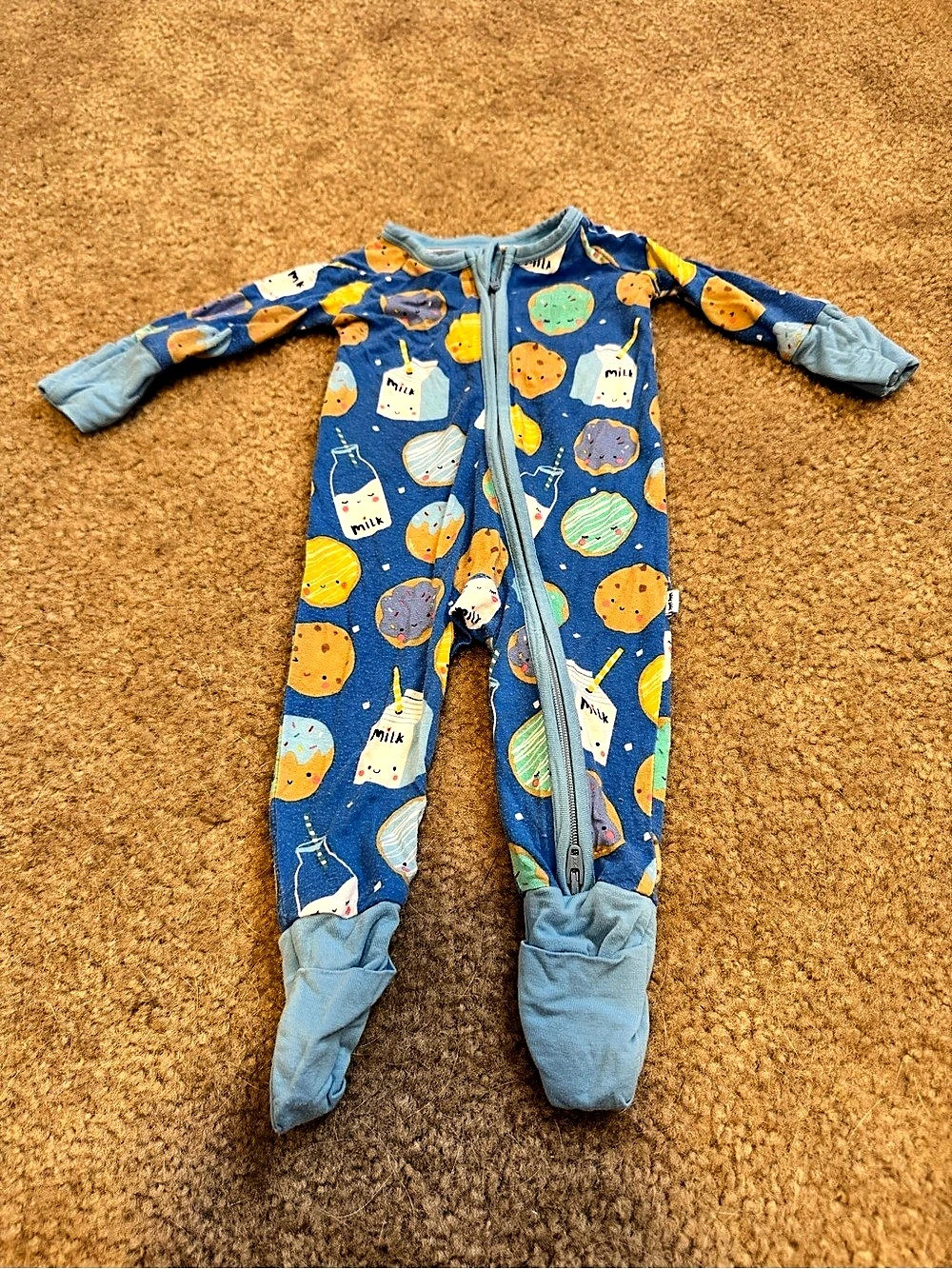 Little Sleepies Blue Cookies & Milk Zippy Footie
